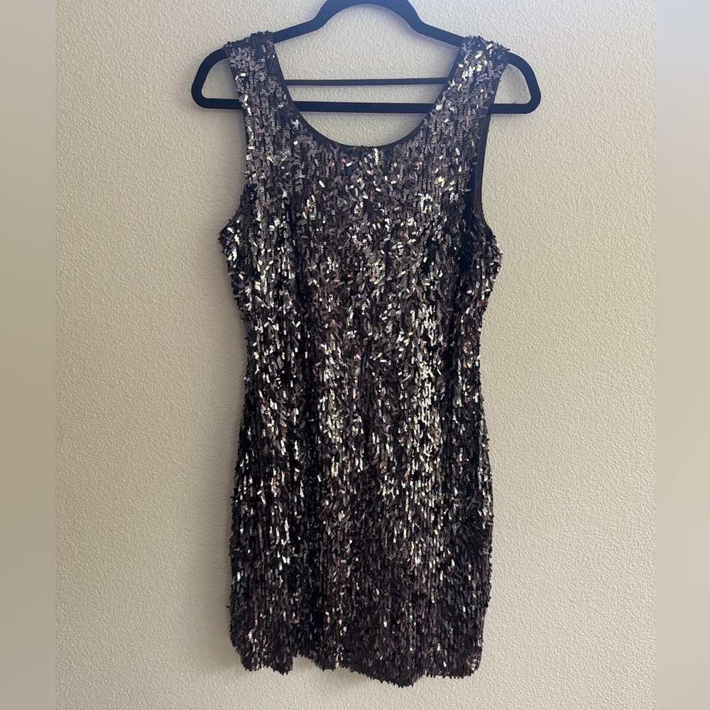 Express sequin open back mini dress